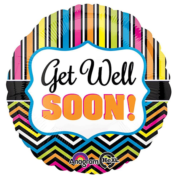 18 inch GET WELL STRIPE AND CHEVRON - LA Balloons