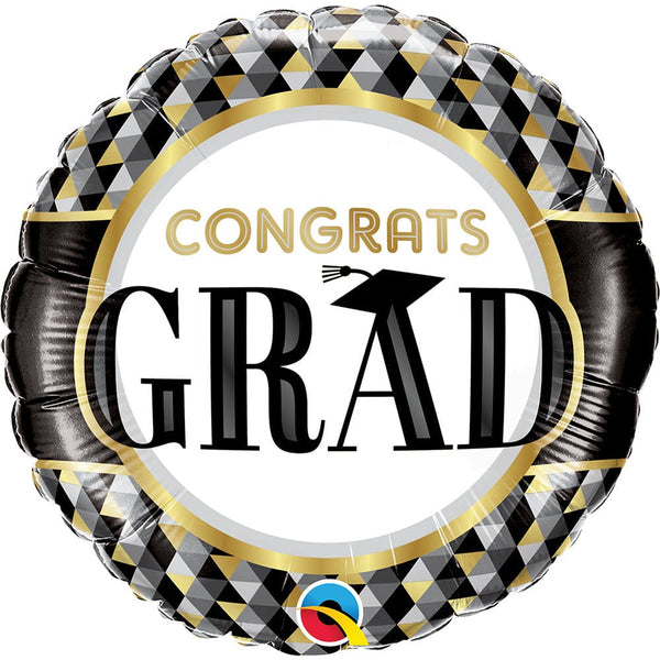18 inch GRAD BLACK & GOLD PATTERNS - LA Balloons