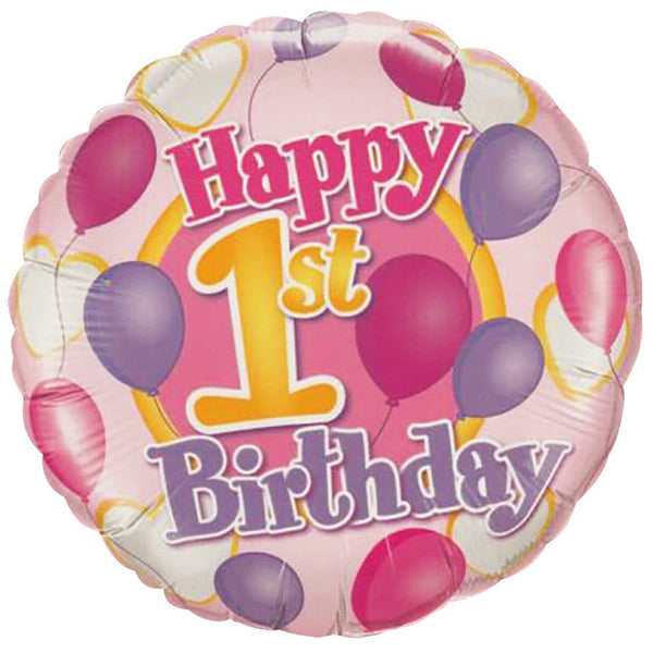 18 inch HAPPY 1ST BIRTHDAY PINKS - LA Balloons