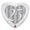 18 inch HAPPY 25TH DAMASK HEART - LA Balloons