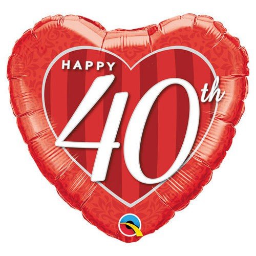 18 inch HAPPY 40TH DAMASK HEART - LA Balloons
