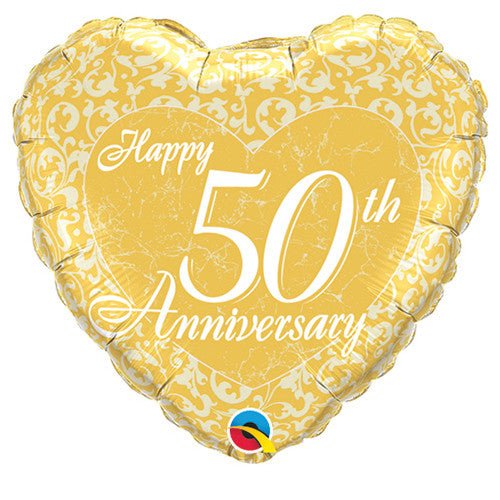 18 inch HAPPY 50TH ANNIVERSARY HEART - LA Balloons