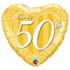 18 inch HAPPY 50TH DAMASK HEART - LA Balloons