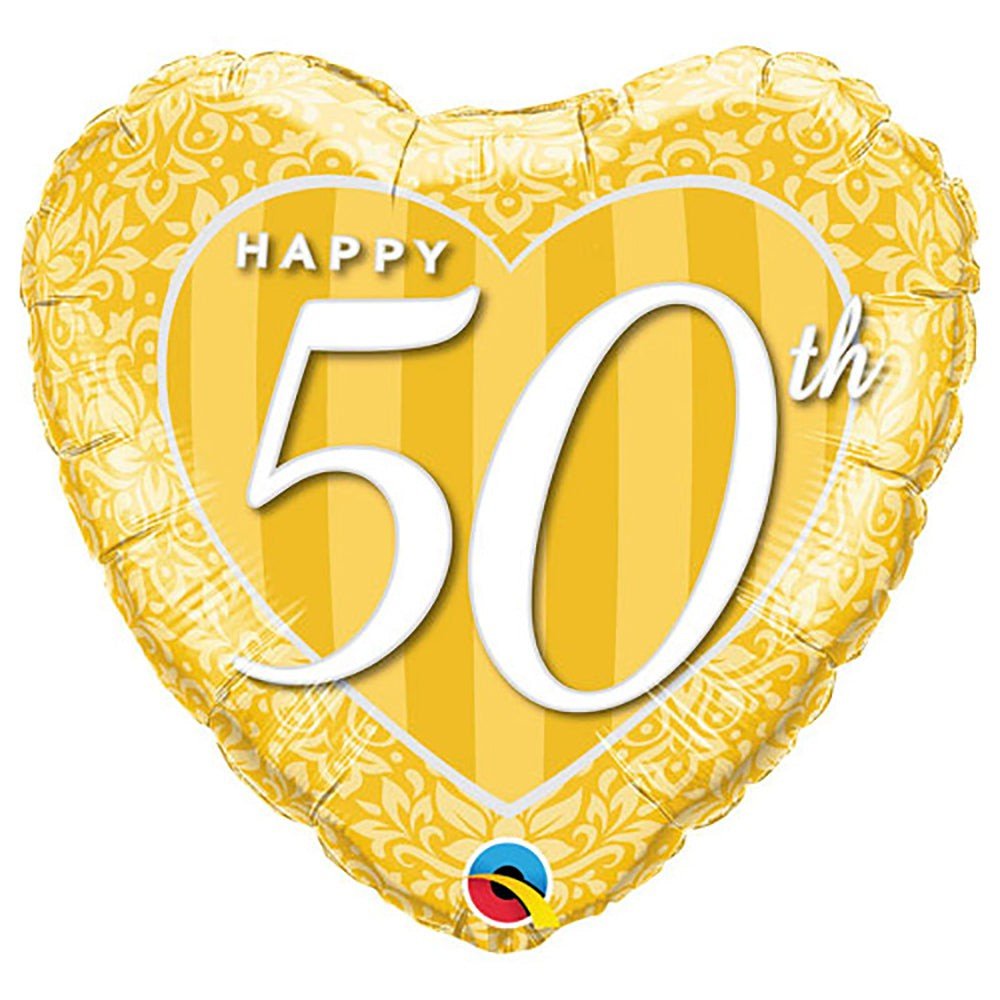18 inch HAPPY 50TH DAMASK HEART