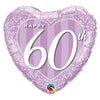 18 inch HAPPY 60TH DAMASK HEART - LA Balloons