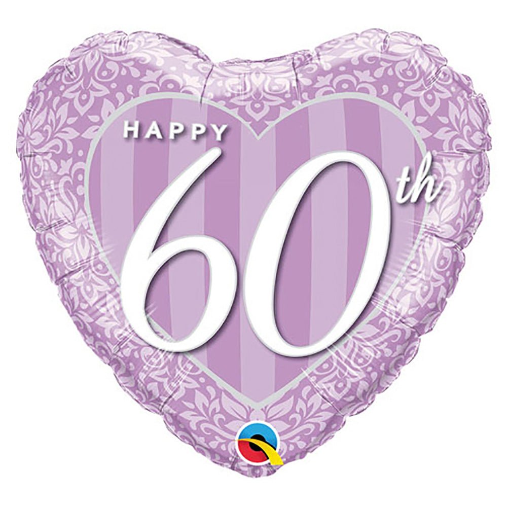 18 inch HAPPY 60TH DAMASK HEART