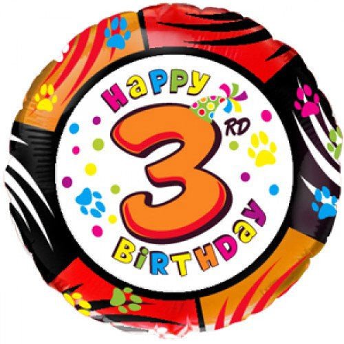 18 inch HAPPY BIRTHDAY - THREE