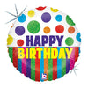 18 inch HAPPY DOTS BIRTHDAY STRIPES - LA Balloons