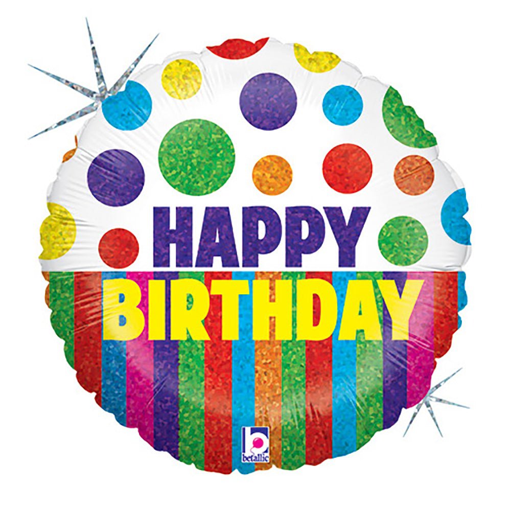 18 inch HAPPY DOTS BIRTHDAY STRIPES