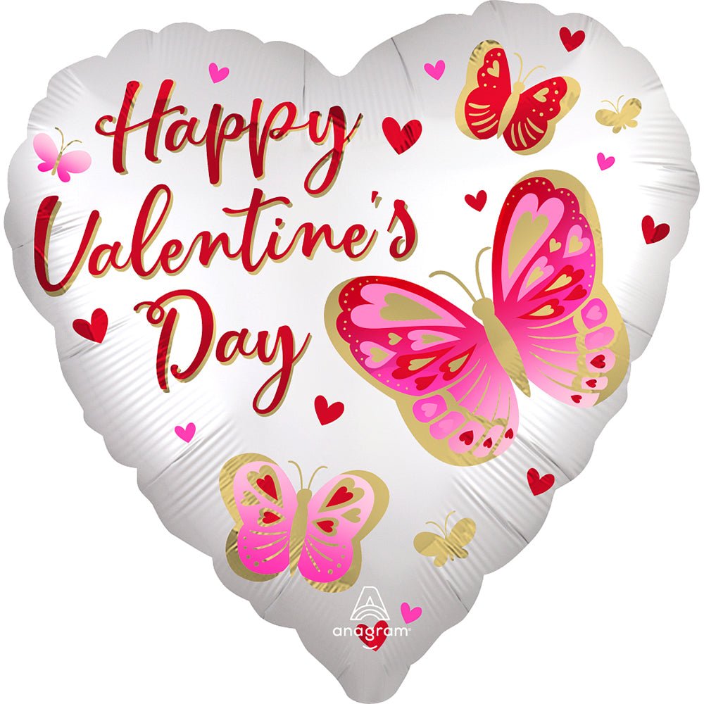 18 inch HAPPY VALENTINE'S DAY SATIN BUTTERFLIES