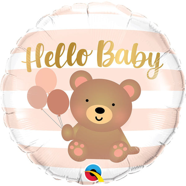 18 inch HELLO BABY BEAR & BALLOONS - LA Balloons