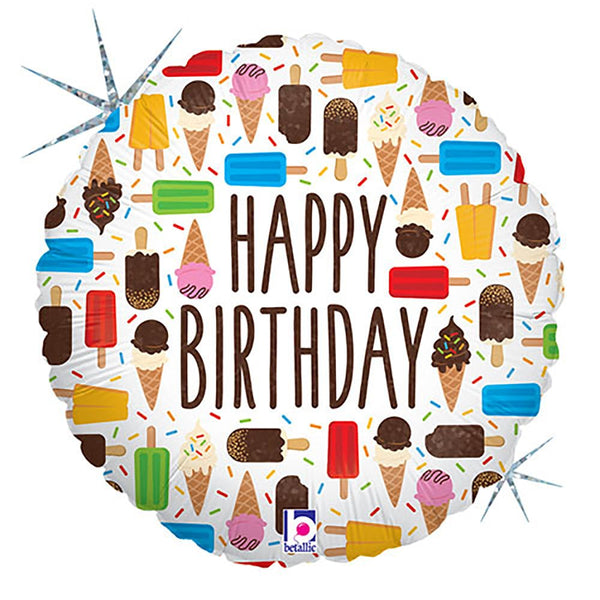 18 inch HOLOGRAPHIC BIRTHDAY ICE CREAM - LA Balloons