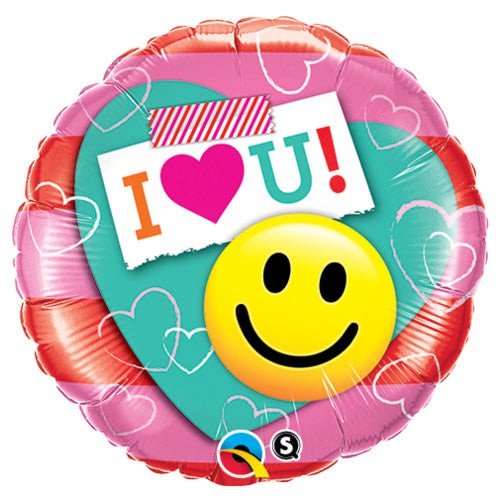 18 inch I (HEART) U! SMILE FACE - LA Balloons