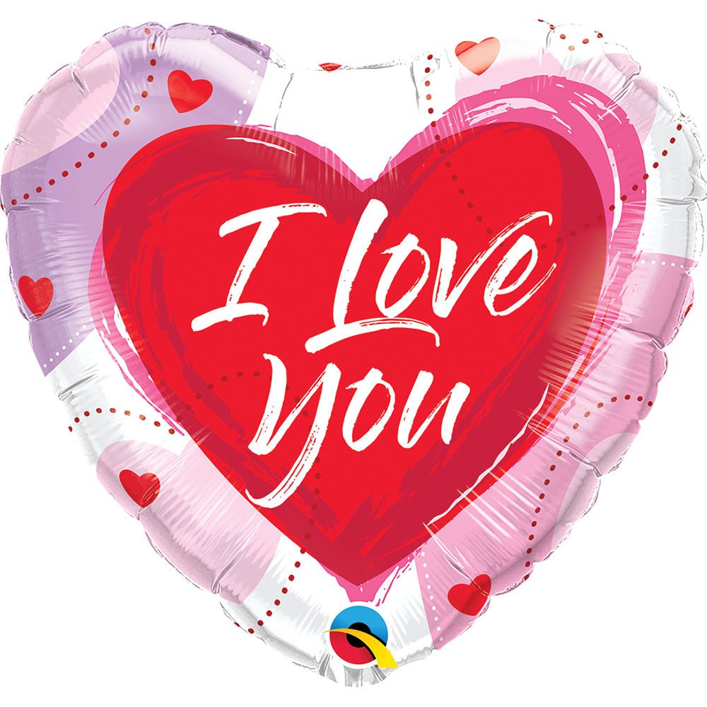 18 inch I LOVE YOU BRUSHED HEARTS