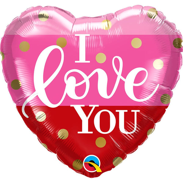 18 inch I LOVE YOU GOLD DOTS - LA Balloons