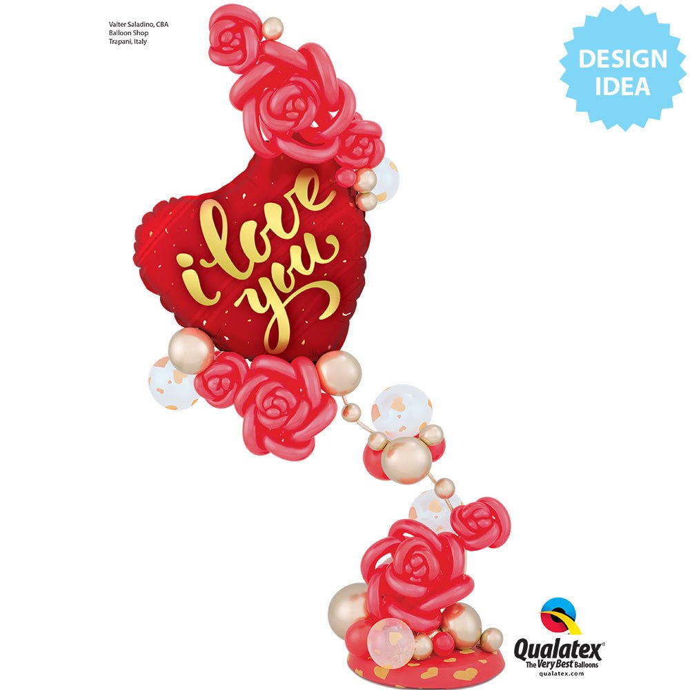 18 inch Qualatex I Love You Gold Script Foil Balloon - 78540 - LA Balloons