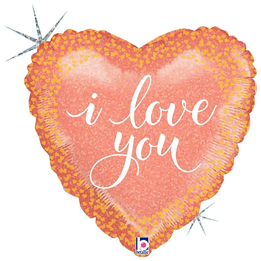 18 inch I LOVE YOU ROSE GOLD HOLOGRAPHIC