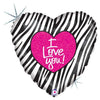 18 inch I LOVE ZEBRA - LA Balloons