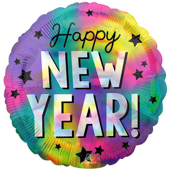 18 inch IRIDESCENT HAPPY NEW YEAR STARS - LA Balloons