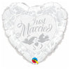 18 inch JUST MARRIED - PEARL WHITE & SILVER - LA Balloons