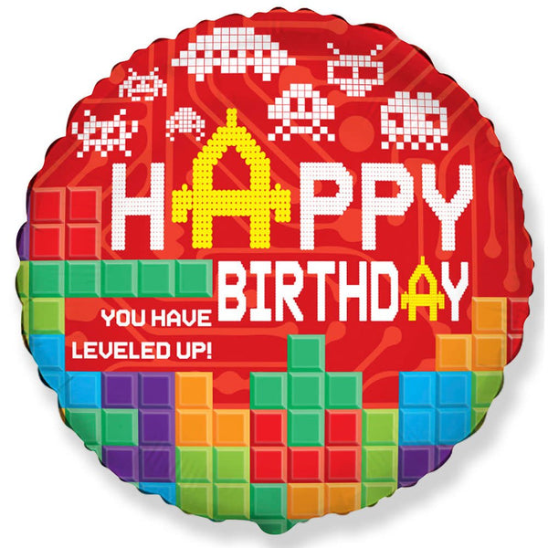 18 inch LEVEL UP HAPPY BIRTHDAY PIXEL GAMER - LA Balloons