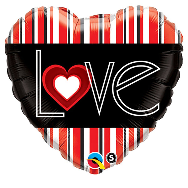 18 inch L(HEART)VE RED STRIPES - LA Balloons