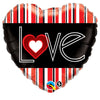 18 inch L(HEART)VE RED STRIPES - LA Balloons
