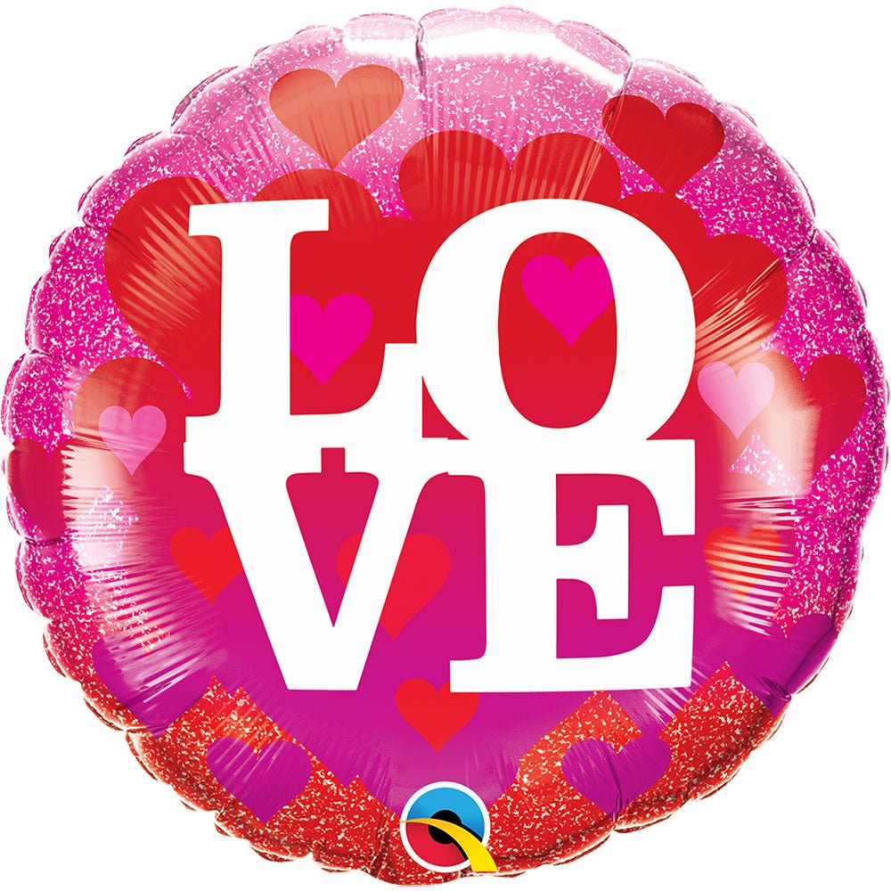 18 inch LOVE HEARTS & GLITTER