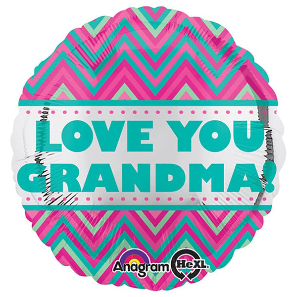 18 inch LOVE YOU GRANDMA CHEVRON - LA Balloons