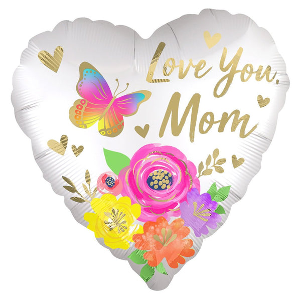 18 inch LOVE YOU MOM SATIN FLORAL - LA Balloons