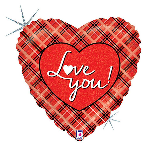 18 inch LOVE YOU PLAID - LA Balloons