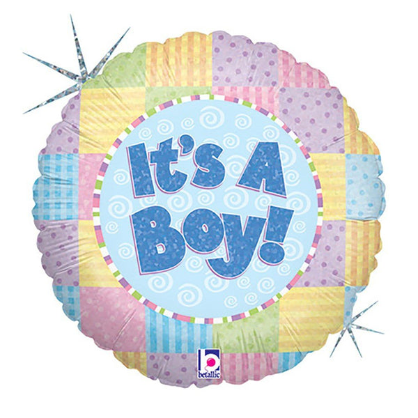 18 inch PATCHWORK BABY BOY - LA Balloons