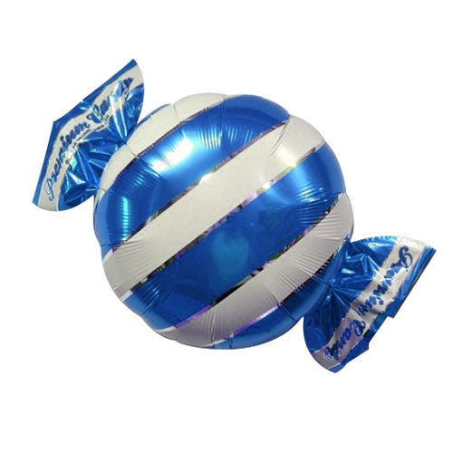 18 inch PEPPERMINT CANDY W/ WRAPPER ENDS - ROYAL BLUE/ WHITE STRIPES - LA Balloons
