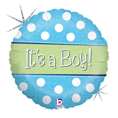 18 inch POLKA DOTS IT'S A BOY - LA Balloons