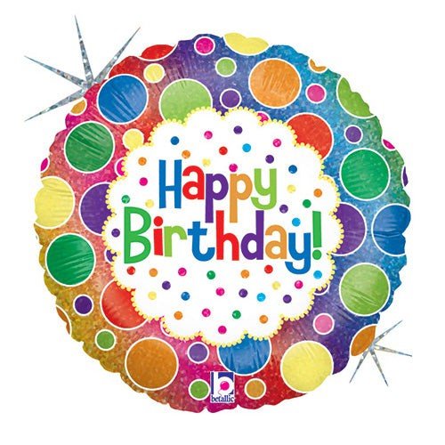 18 inch RAINBOW DOTS BIRTHDAY - LA Balloons