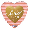 18 inch ROSE GOLD STRIPES I LOVE YOU - LA Balloons