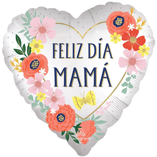 18 inch SATIN FELIZ DIA MAMA BLOOMS - LA Balloons