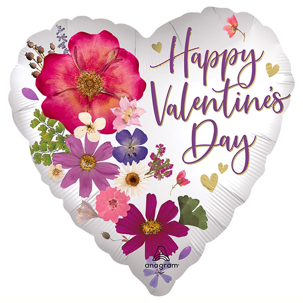 18 inch SATIN HAPPY VALENTINE'S DAY PRESSED FLOWERS