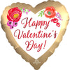 18 inch SATIN HAPPY VALENTINE'S DAY WATERCOLOR FLORAL - LA Balloons