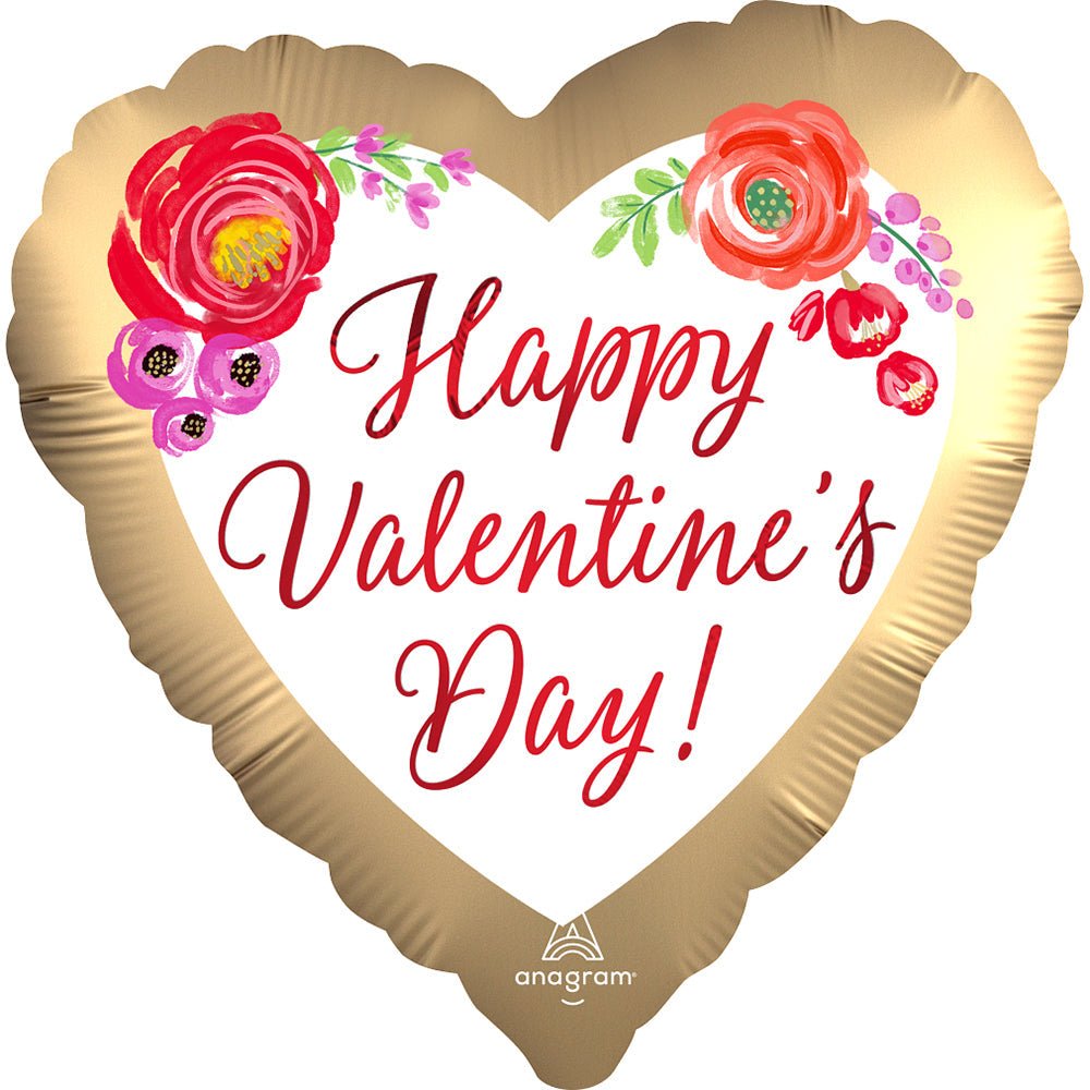 18 inch SATIN HAPPY VALENTINE'S DAY WATERCOLOR FLORAL