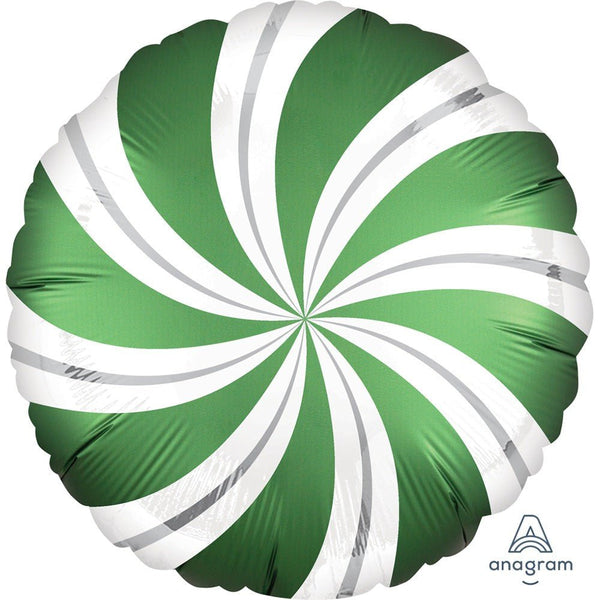 18 inch SATIN INFUSED EMERALD CANDY SWIRLS - LA Balloons