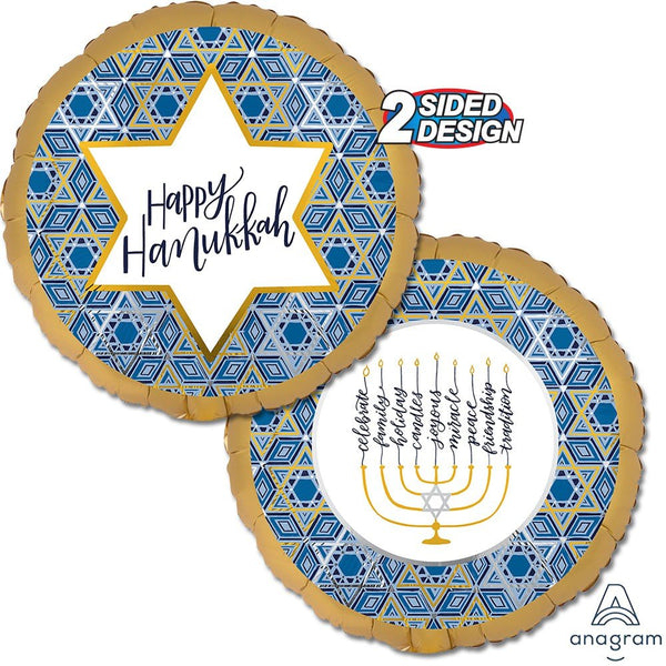 18 inch SATIN INFUSED HANUKKAH FESTIVAL OF LIGHTS - LA Balloons