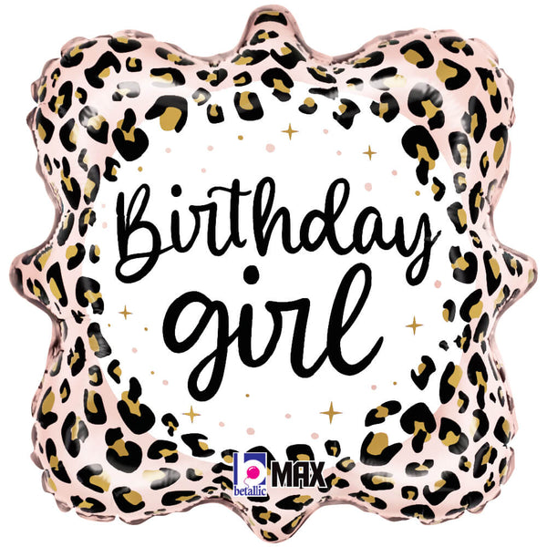 18 inch SATIN LEOPARD BIRTHDAY GIRL - LA Balloons