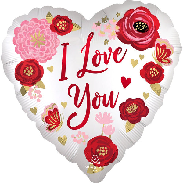 18 inch SATIN LOVE YOU FLOWERS - LA Balloons