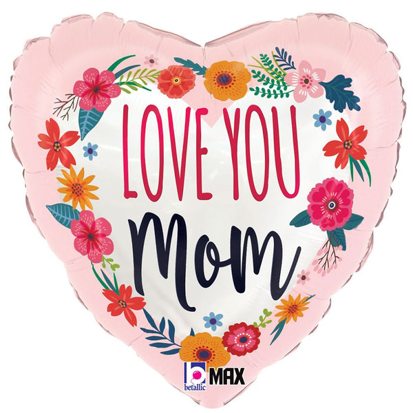 18 inch SATIN LOVE YOU MOM BLOSSOMS - LA Balloons