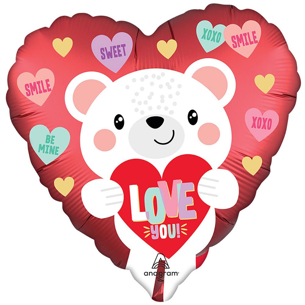 18 inch SATIN LOVE YOU WHITE BEAR