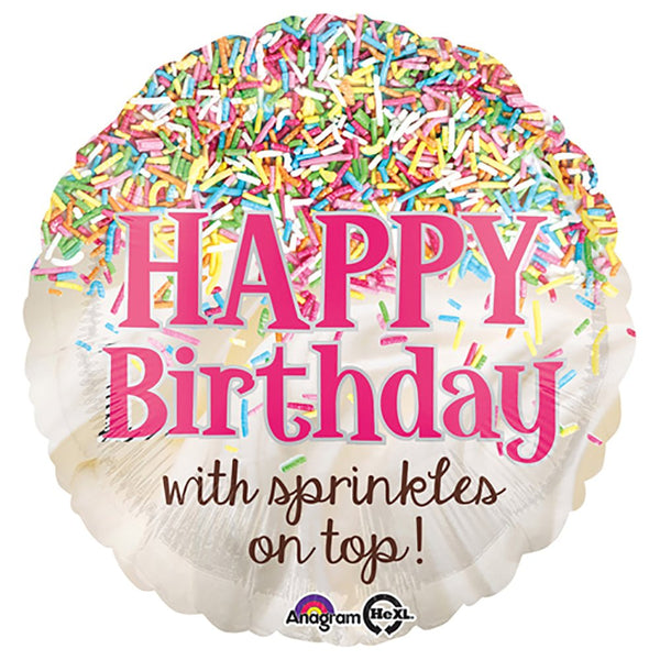18 inch SPRINKLES ON TOP BIRTHDAY - LA Balloons