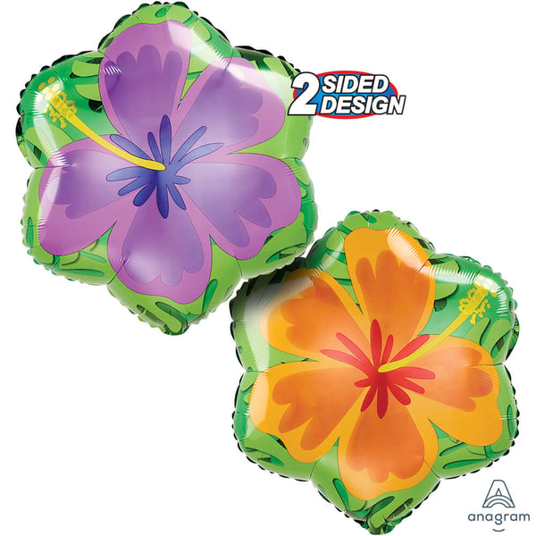 18 inch SUMMER ORANGE & PURPLE HIBISCUS - LA Balloons