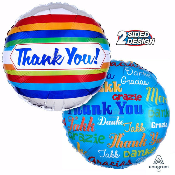 18 inch THANK YOU STRIPES - LA Balloons