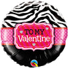 18 inch TO MY VALENTINE ZEBRA STRIPES - LA Balloons